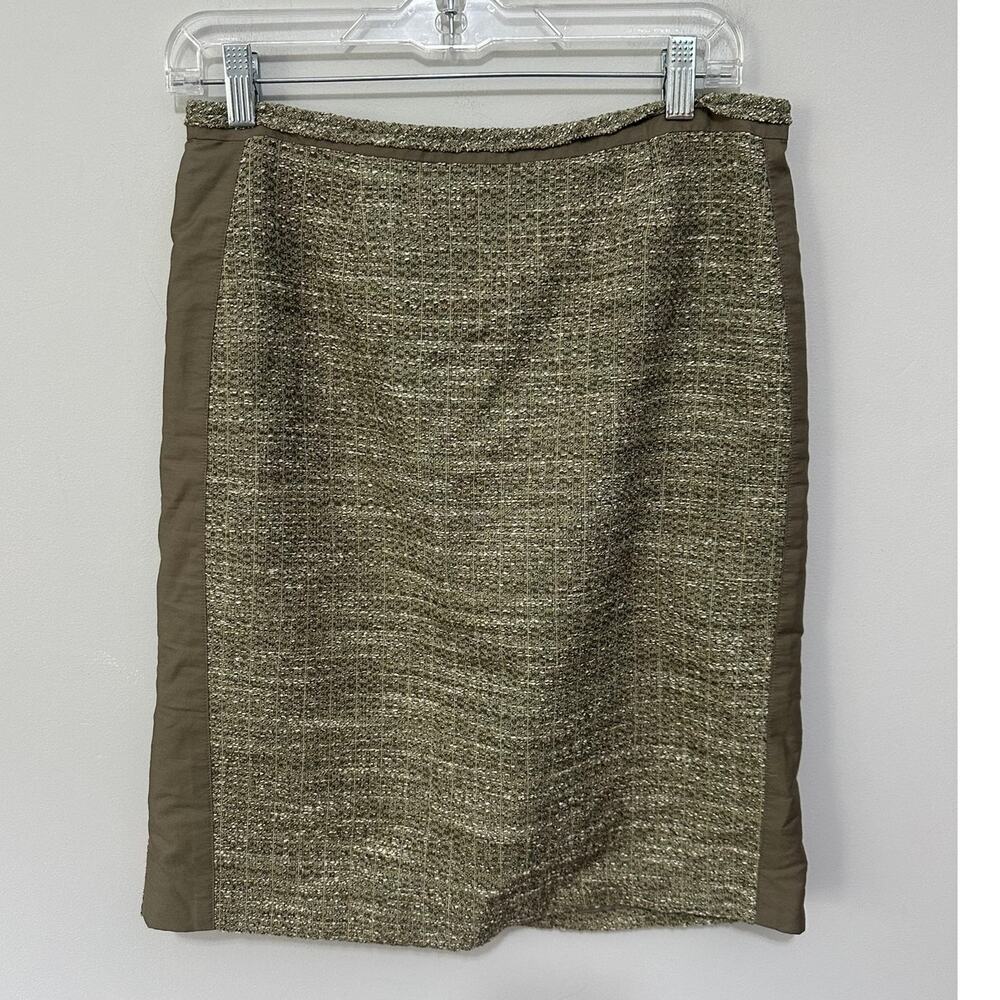 Yoana Baraschi Skirt Womens 6 Green Tweed Pencil Retro Dainty Office Siren Chic